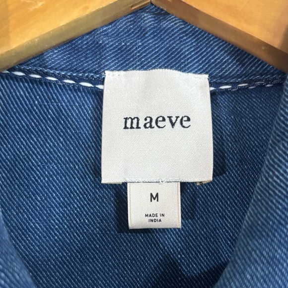 Maeve Anthropologie Denim Button Front Blouse Cropped Top Size M - Picture 2 of 6